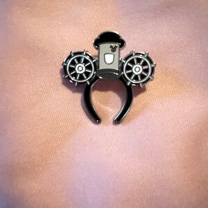 RARE 2025 DLR Hidden Mickey Steamboat Willie Headband Chaser Pin